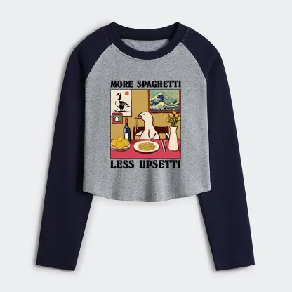 Tokyo-Tiger More Spaghetti Less Upsetti Goose Women's Crop Raglan T-Shirt