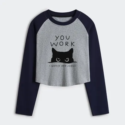Tokyo-Tiger A Cat That Spies Women's Crop Raglan T-Shirt