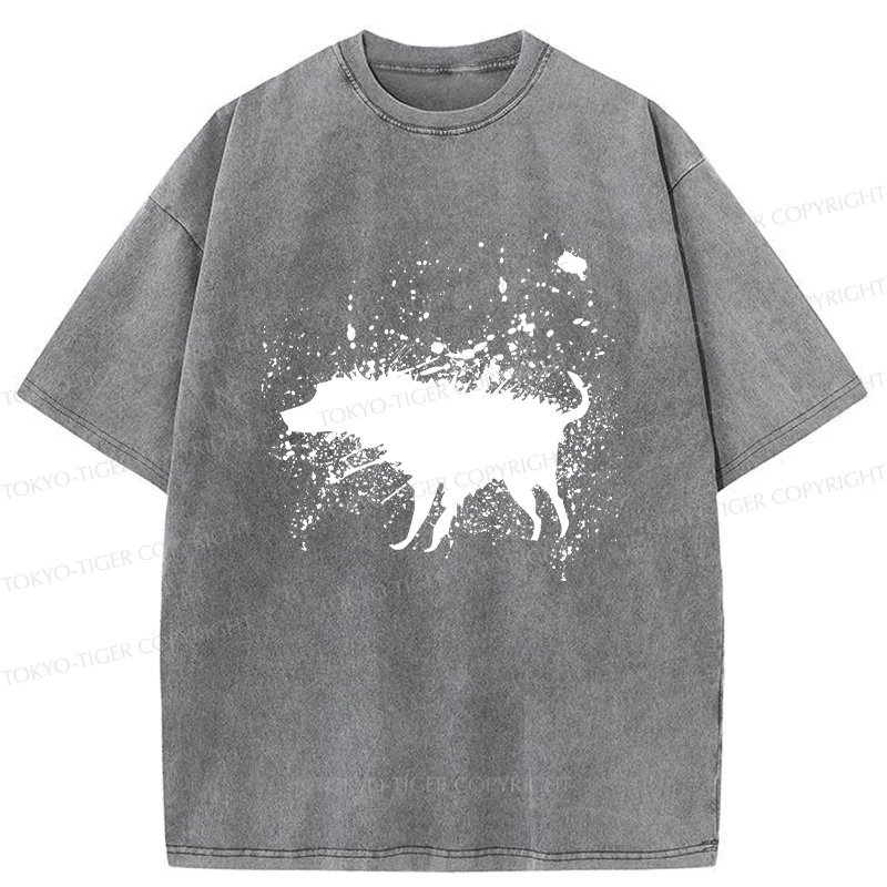 Tokyo-Tiger Tumbling Dog Washed T-Shirt