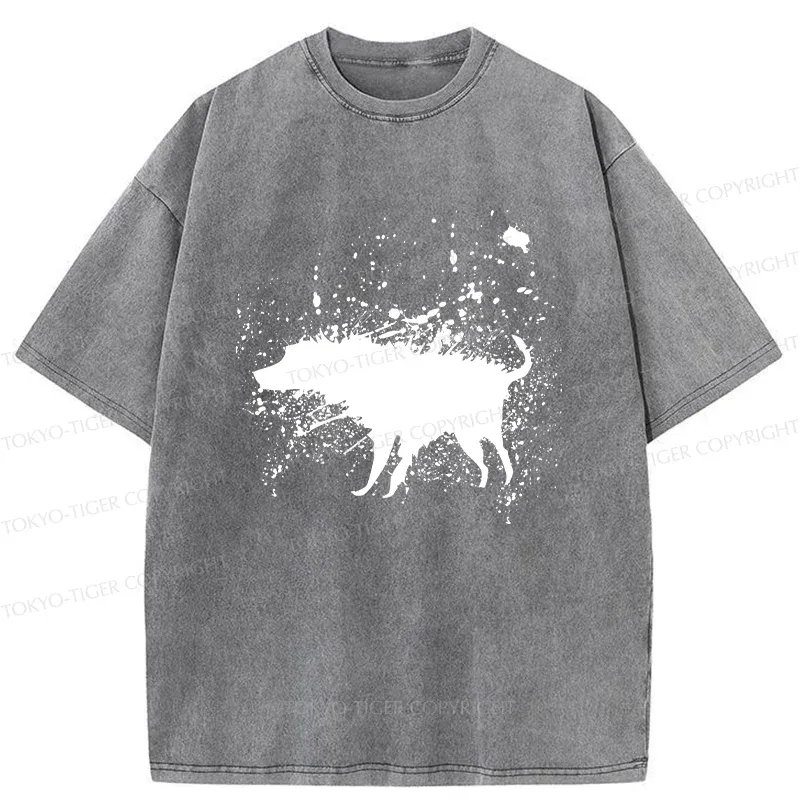 Tokyo-Tiger Tumbling Dog Washed T-Shirt