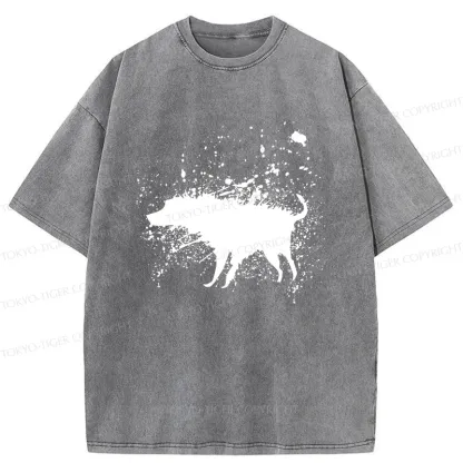 Tokyo-Tiger Tumbling Dog Washed T-Shirt
