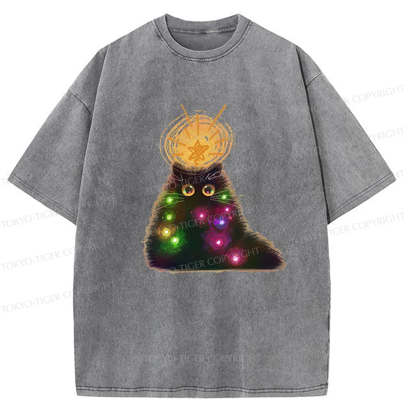 Tokyo-Tiger Christmas Cat Washed T-Shirt