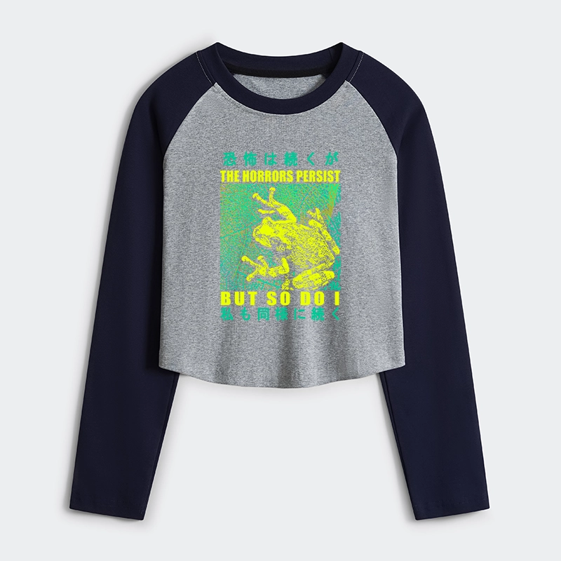 Tokyo-Tiger The Horrors Persist Frog Women's Crop Raglan T-Shirt