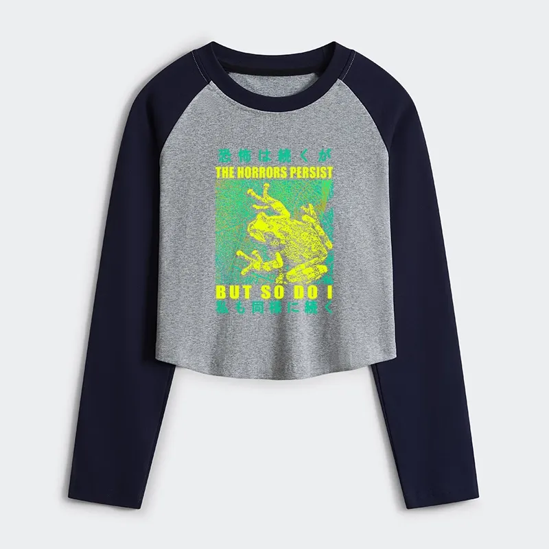 Tokyo-Tiger The Horrors Persist Frog Women's Crop Raglan T-Shirt