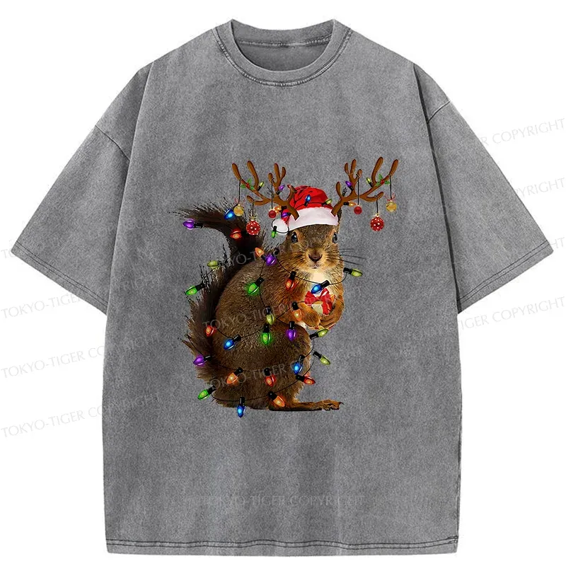 Tokyo-Tiger Christmas Squirrel Washed T-Shirt