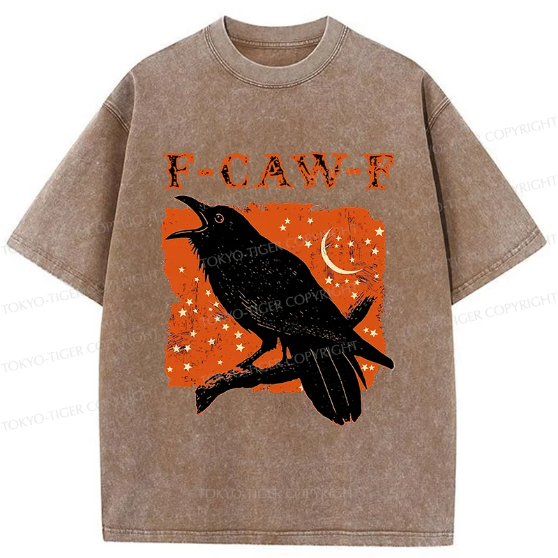 Tokyo-Tiger Funny Crow Calls Washed T-Shirt