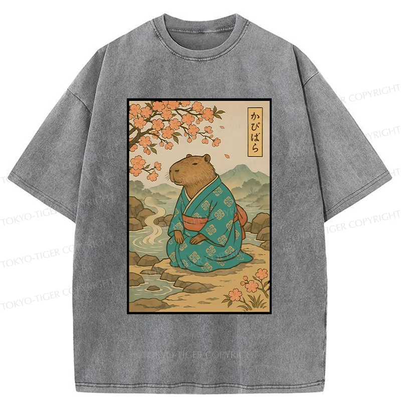 Tokyo-Tiger Japanese Capybara Washed T-Shirt