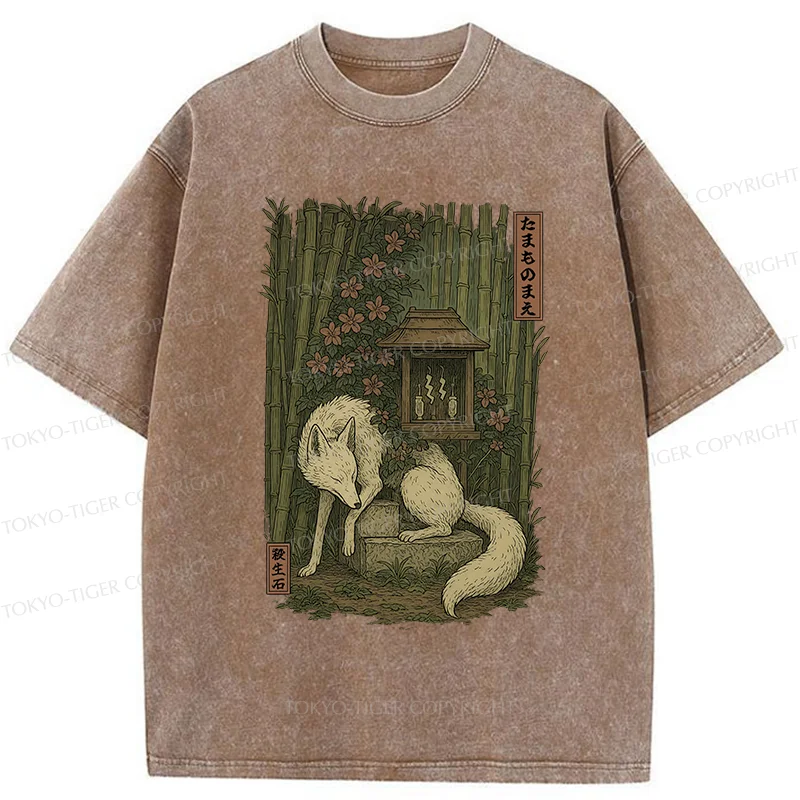 Tokyo-Tiger Japanese Fox Demon Washed T-Shirt