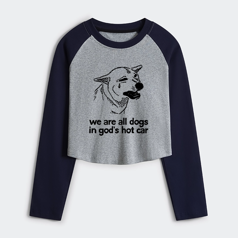 Tokyo-Tiger Sad Dog Funny Women's Crop Raglan T-Shirt