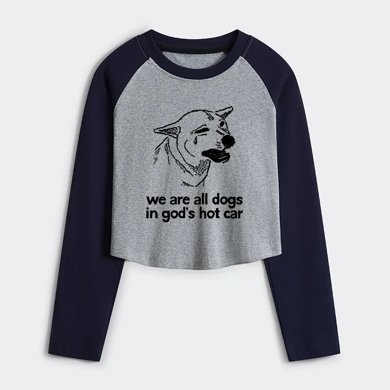 Tokyo-Tiger Sad Dog Funny Women's Crop Raglan T-Shirt