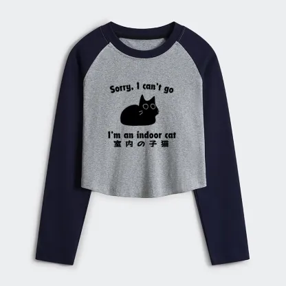 Tokyo-Tiger Indoor Kitten Women's Crop Raglan T-Shirt