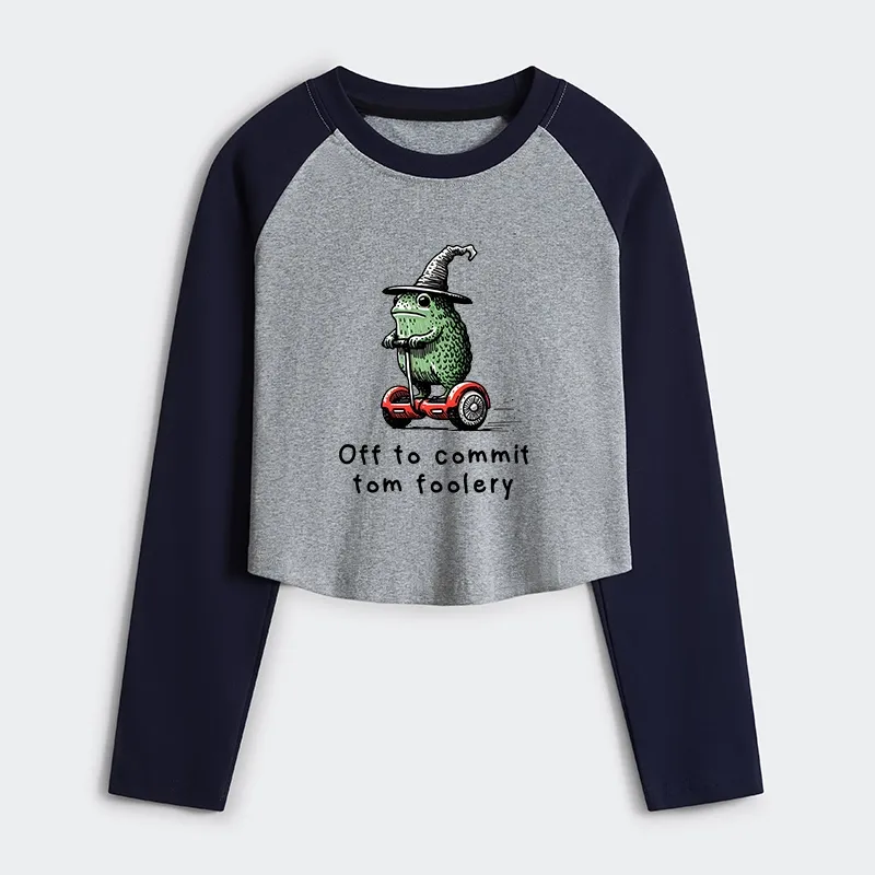 Tokyo-Tiger Frog Riding A Balance Scooter Women's Crop Raglan T-Shirt