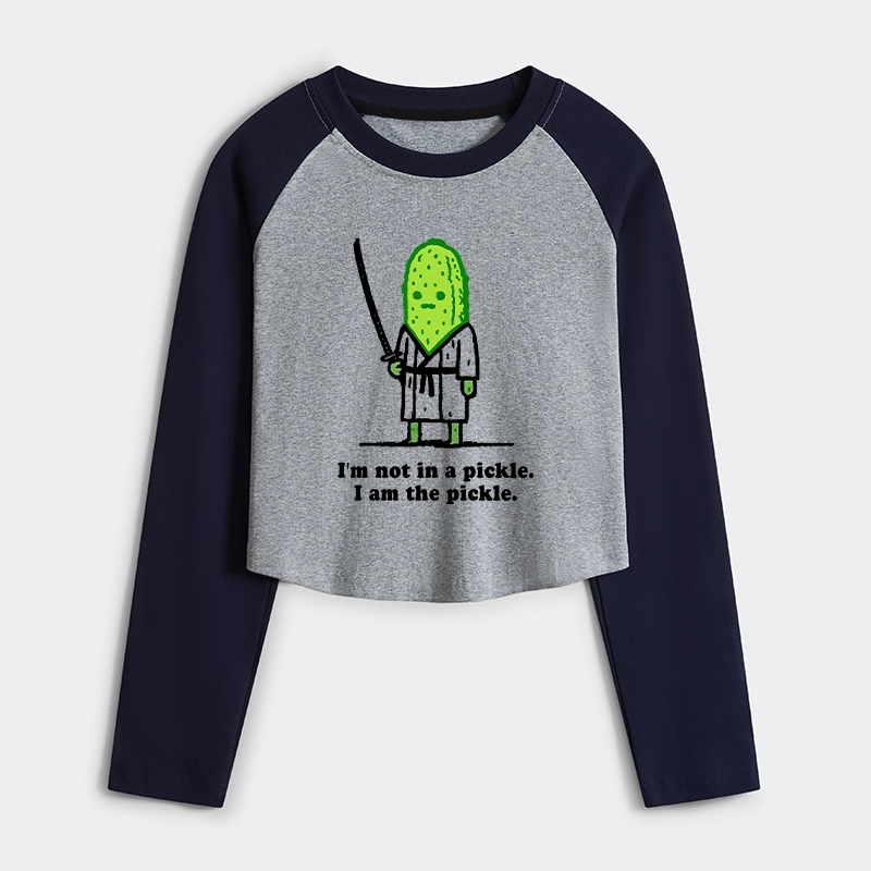 Tokyo-Tiger Funny Cucumber Samurai Women's Crop Raglan T-Shirt