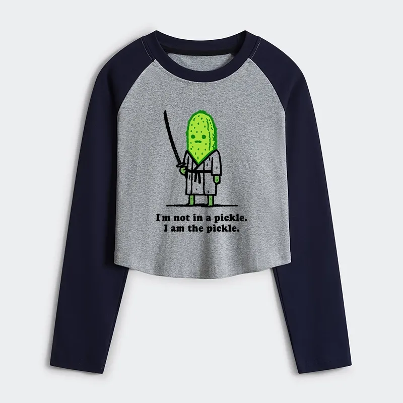 Tokyo-Tiger Funny Cucumber Samurai Women's Crop Raglan T-Shirt