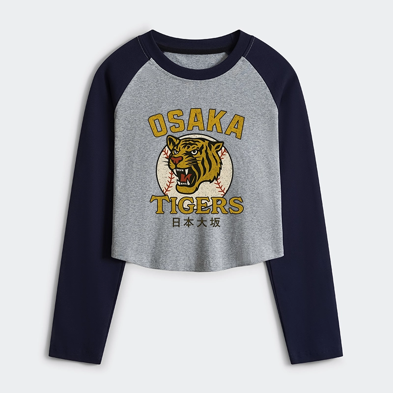 Tokyo-Tiger Funny Osaka Tigers Women's Crop Raglan T-Shirt