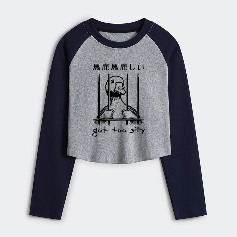 Tokyo-Tiger Got Too Silly Goose Women's Crop Raglan T-Shirt