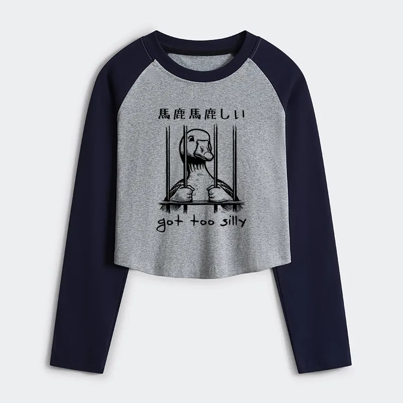 Tokyo-Tiger Got Too Silly Goose Women's Crop Raglan T-Shirt