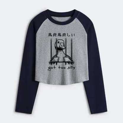 Tokyo-Tiger Got Too Silly Goose Women's Crop Raglan T-Shirt