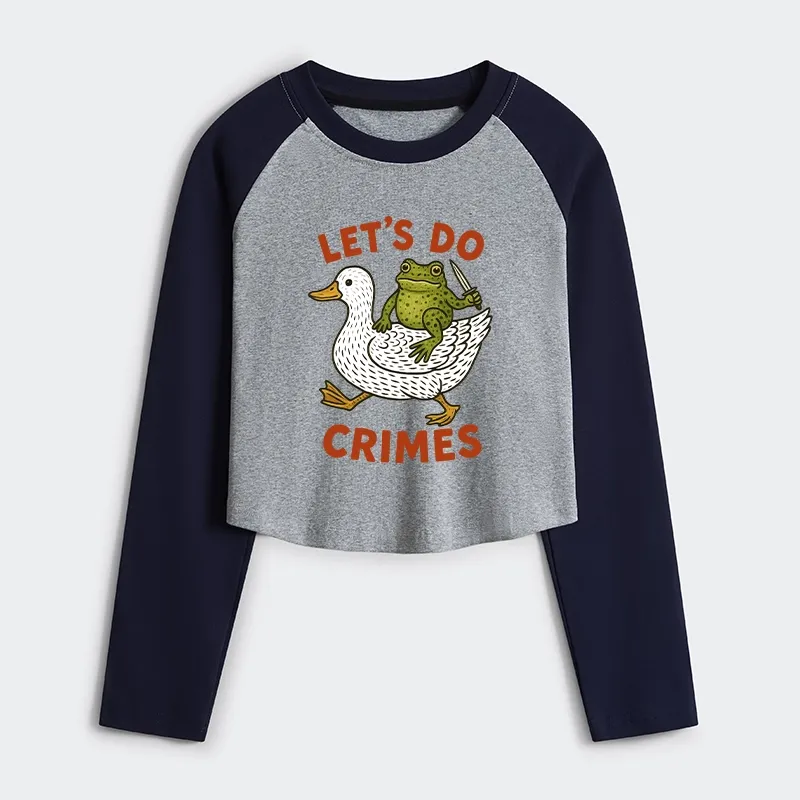 Tokyo-Tiger Frog Ready To Commit Crime Women's Crop Raglan T-Shirt