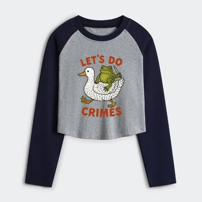 Tokyo-Tiger Frog Ready To Commit Crime Women's Crop Raglan T-Shirt