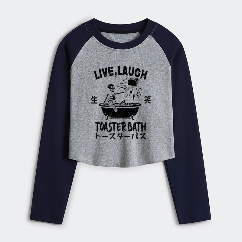 Tokyo-Tiger Funny Electric Shock Skeleton Women's Crop Raglan T-Shirt