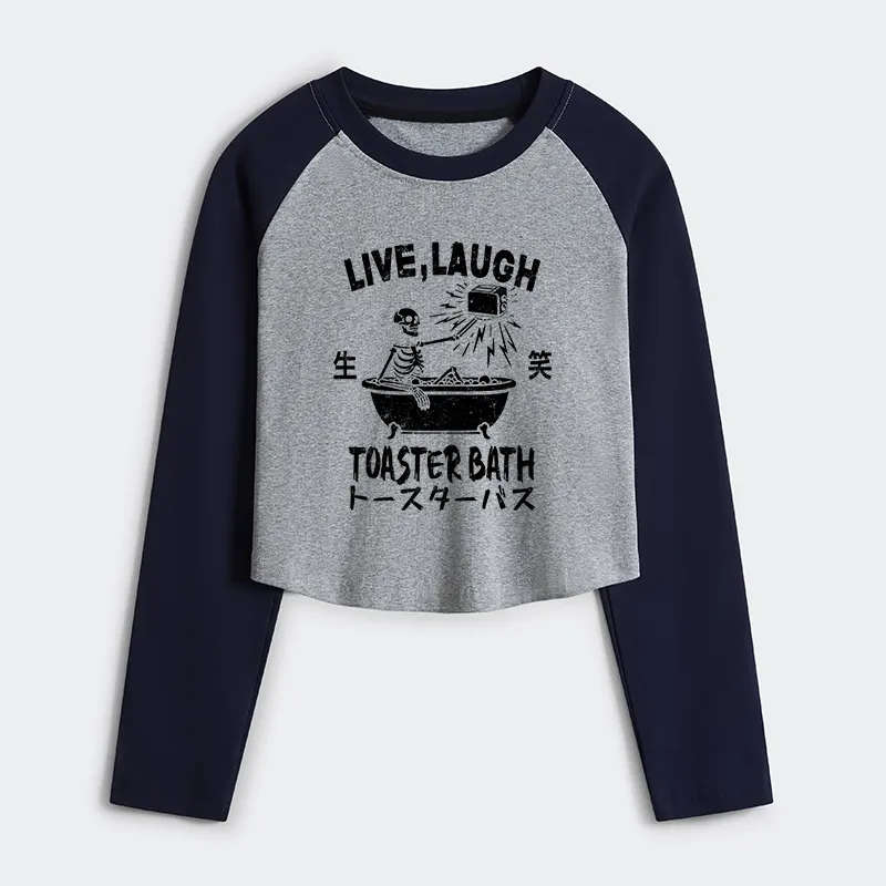 Tokyo-Tiger Funny Electric Shock Skeleton Women's Crop Raglan T-Shirt