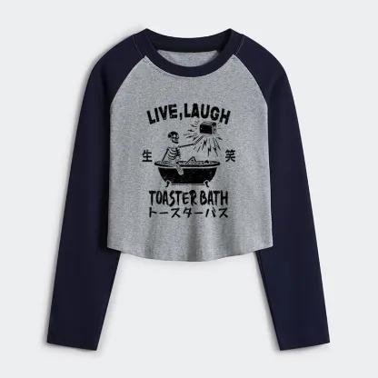 Tokyo-Tiger Funny Electric Shock Skeleton Women's Crop Raglan T-Shirt