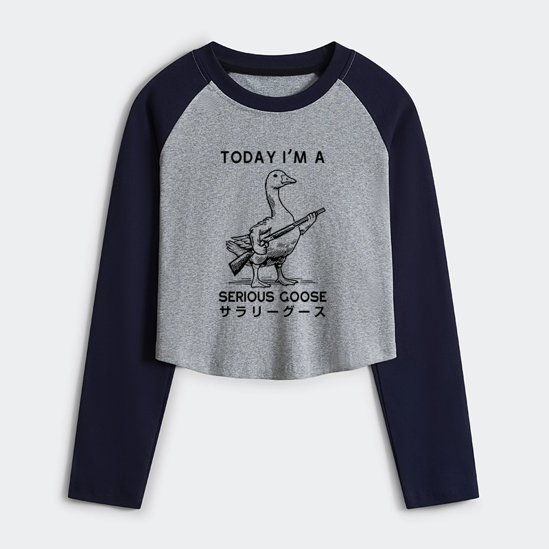 Tokyo-Tiger Serious Stupid Goose Women's Crop Raglan T-Shirt