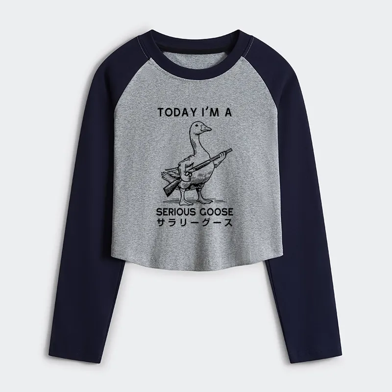 Tokyo-Tiger Serious Stupid Goose Women's Crop Raglan T-Shirt