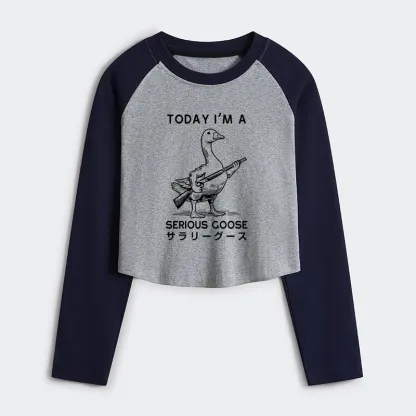 Tokyo-Tiger Serious Stupid Goose Women's Crop Raglan T-Shirt