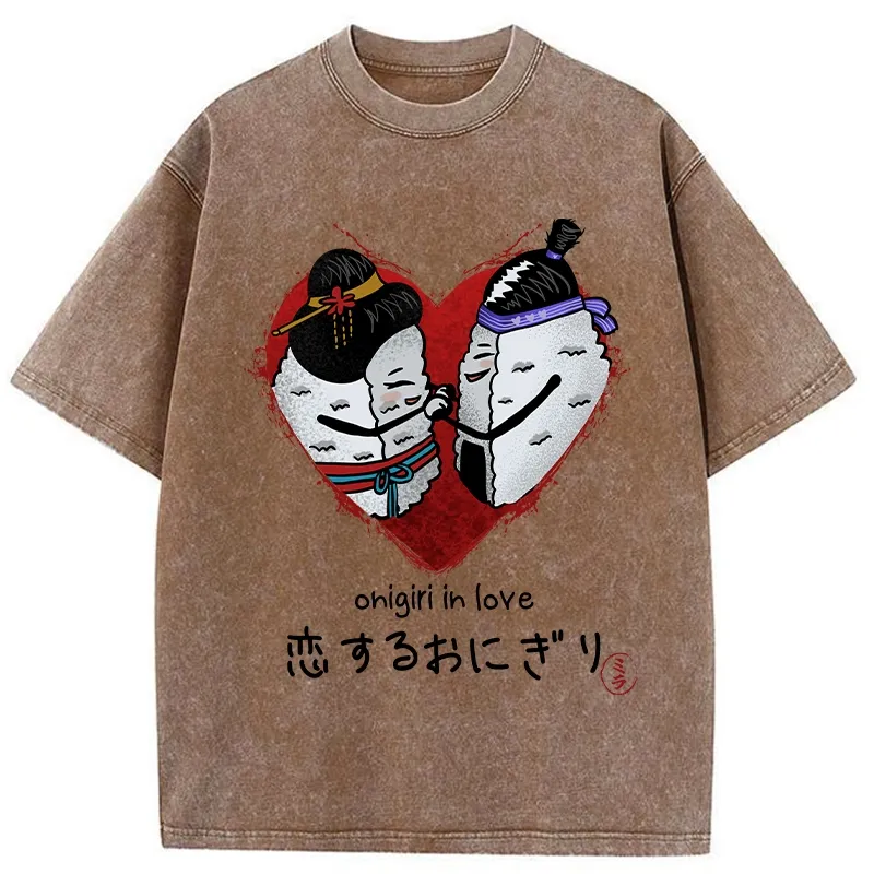 Tokyo-Tiger Onigiri In Love Washed T-Shirt