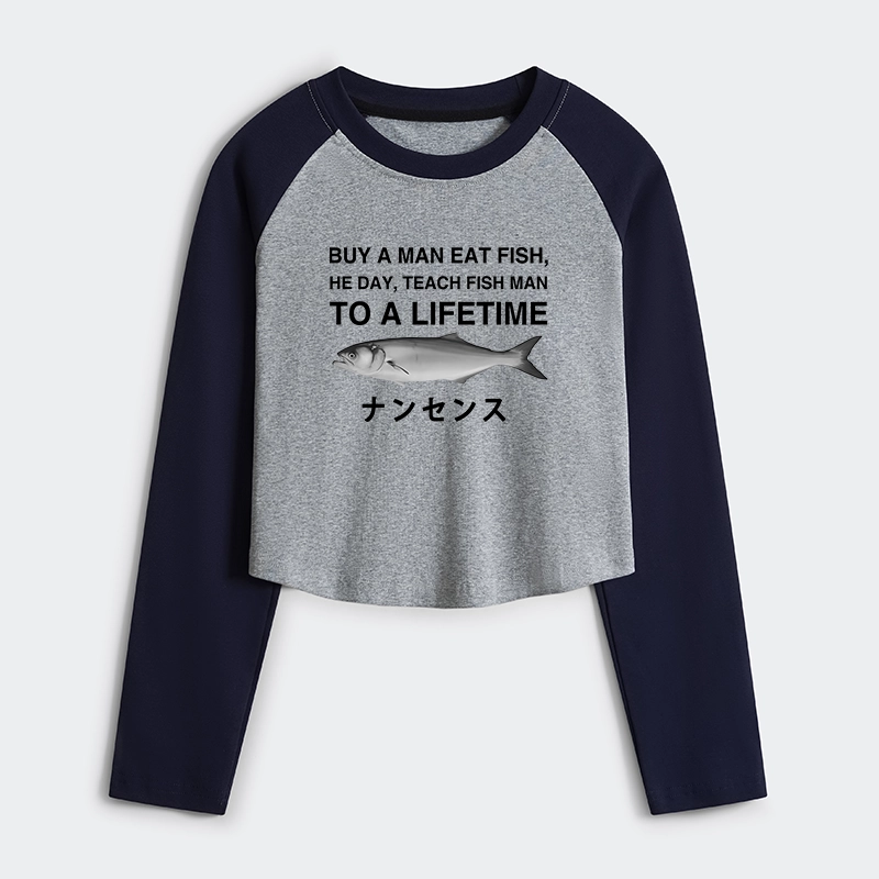 Tokyo-Tiger Funny To A Lifetime Women's Crop Raglan T-Shirt