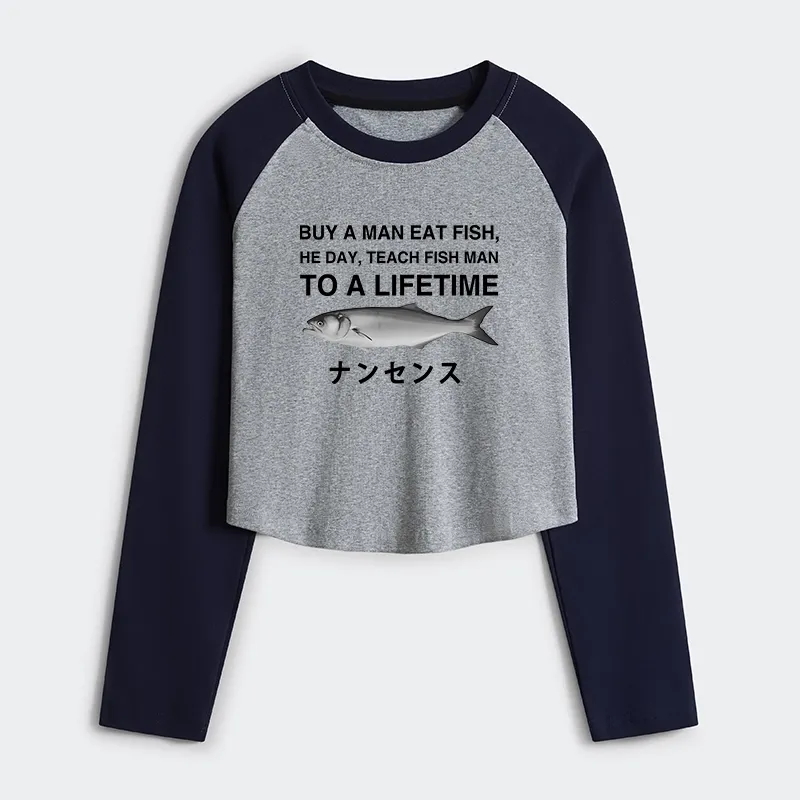 Tokyo-Tiger Funny To A Lifetime Women's Crop Raglan T-Shirt