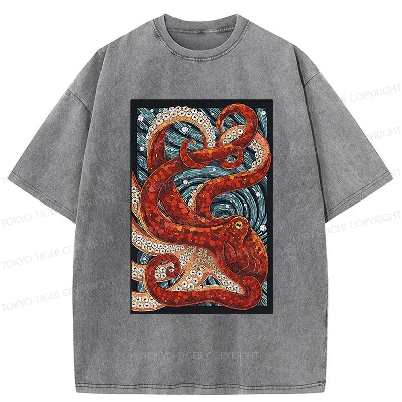 Tokyo-Tiger Colorful Octopus Washed T-Shirt
