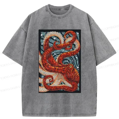 Tokyo-Tiger Colorful Octopus Washed T-Shirt