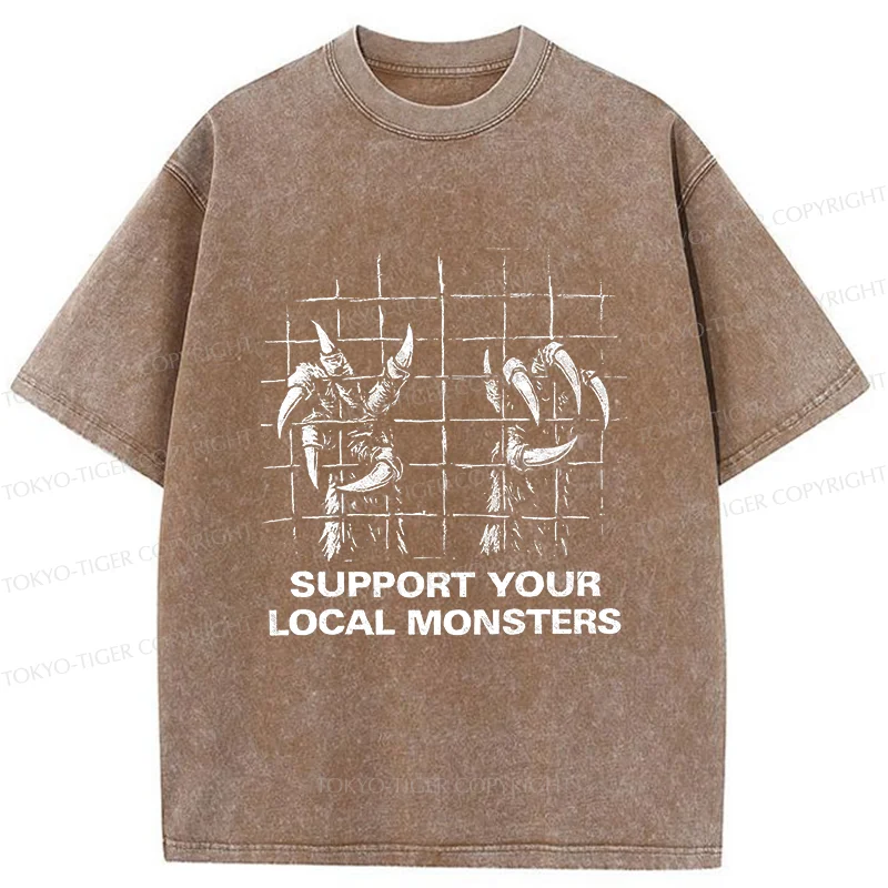 Tokyo-Tiger Support Local Monsters Washed T-Shirt