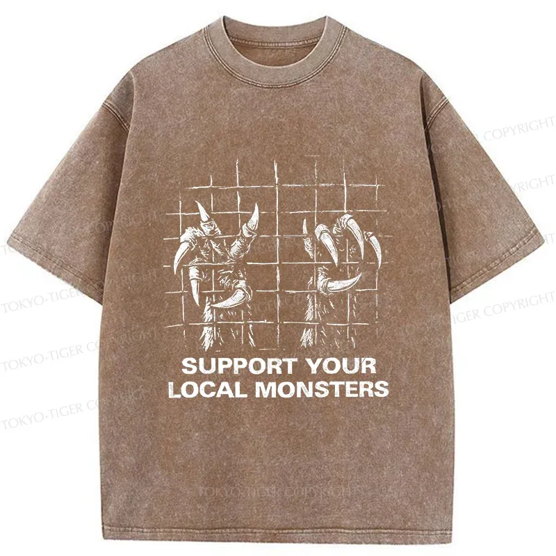 Tokyo-Tiger Support Local Monsters Washed T-Shirt