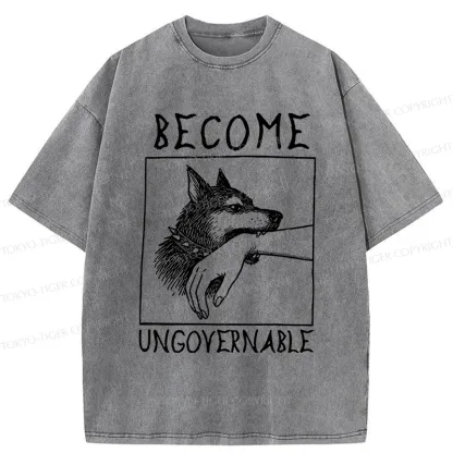 Tokyo-Tiger Uncontrolled Dog Washed T-Shirt