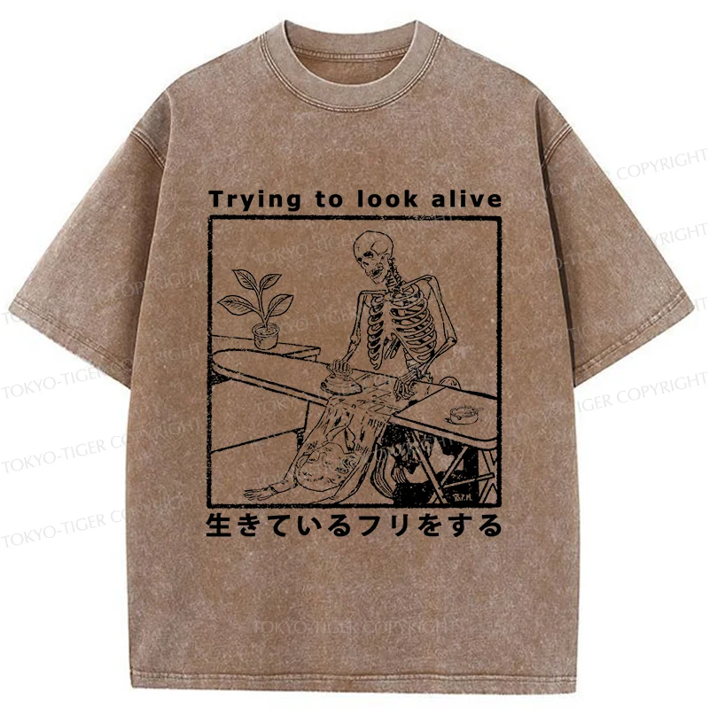 Tokyo-Tiger Ironing Shell Washed T-Shirt