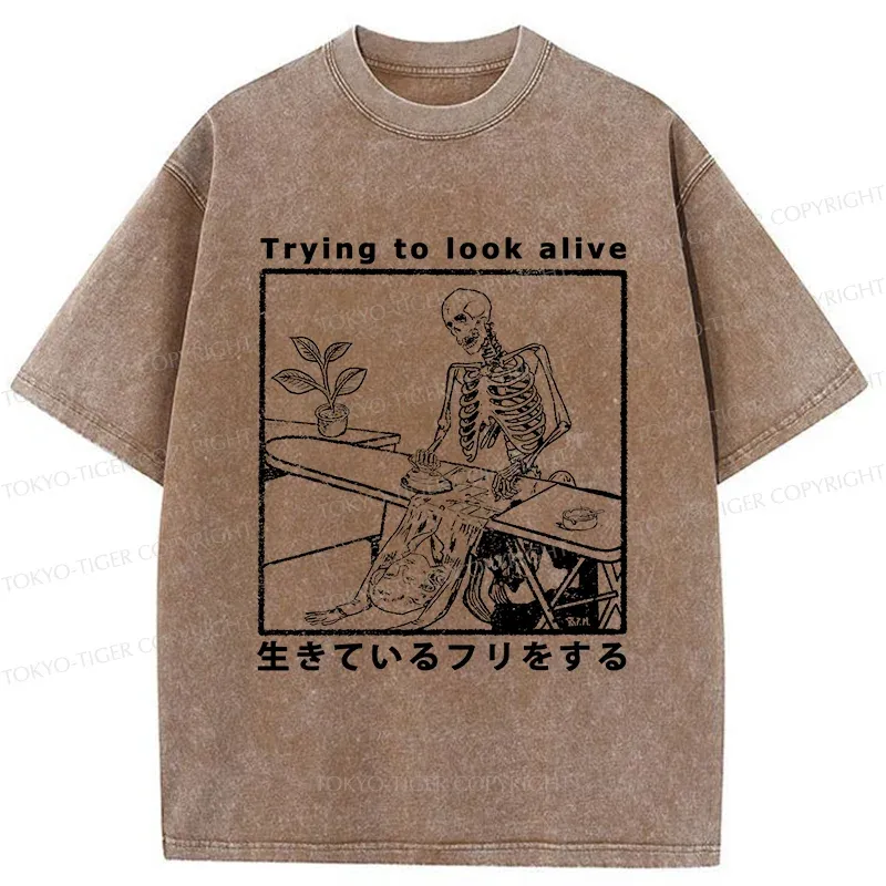 Tokyo-Tiger Ironing Shell Washed T-Shirt