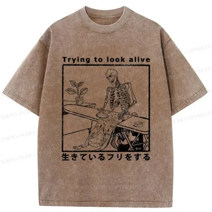 Tokyo-Tiger Ironing Shell Washed T-Shirt