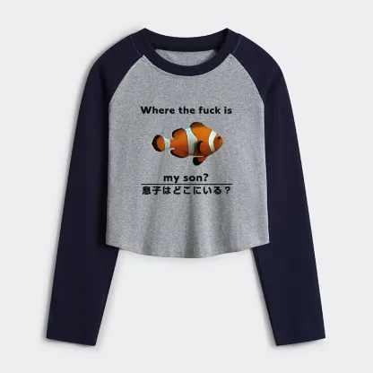 Tokyo-Tiger Fish Looking For Son Women's Crop Raglan T-Shirt