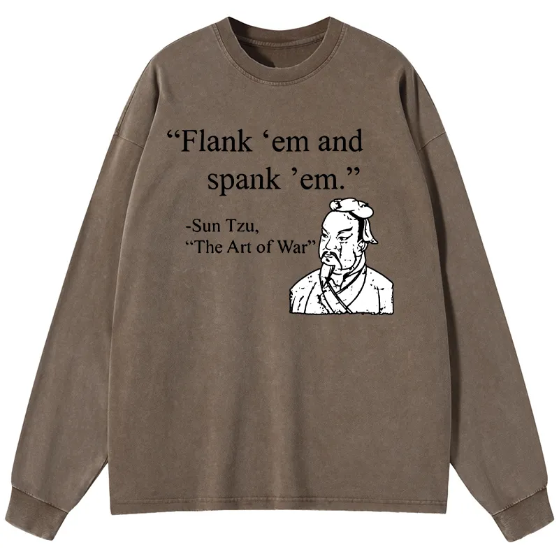 Tokyo-Tiger The Art Of War Funny Washed Long Sleeve T-Shirt