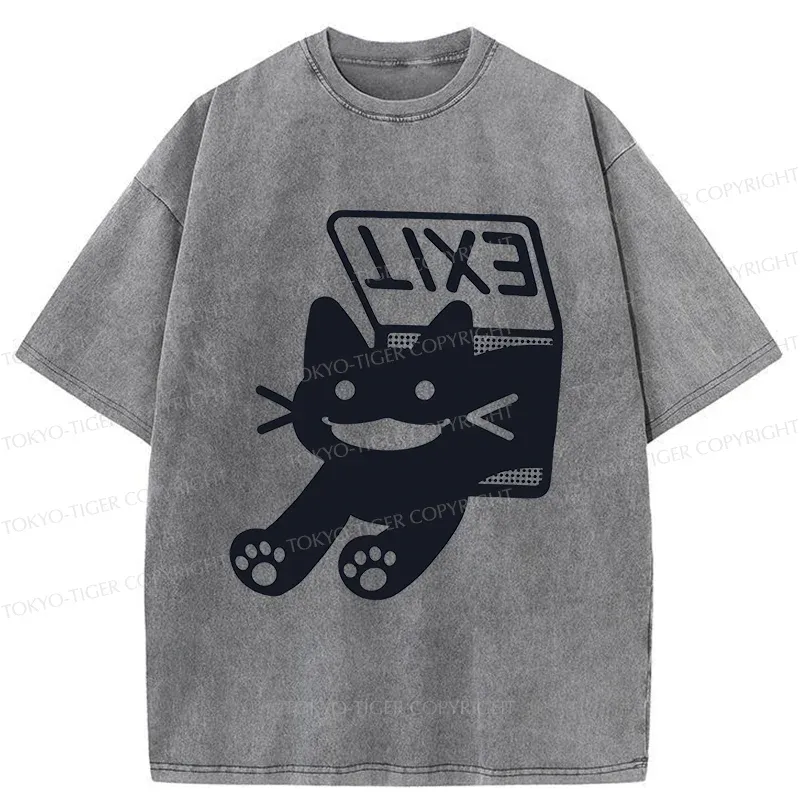 Tokyo-Tiger Cat Is Escaping Washed T-Shirt