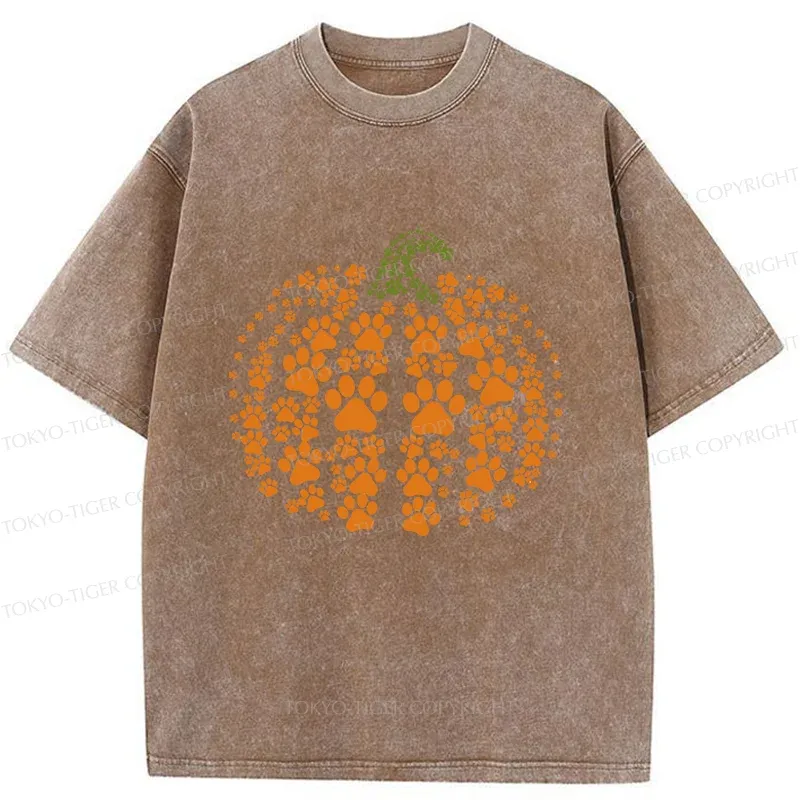 Tokyo-Tiger Cute Pumpkin Washed T-Shirt