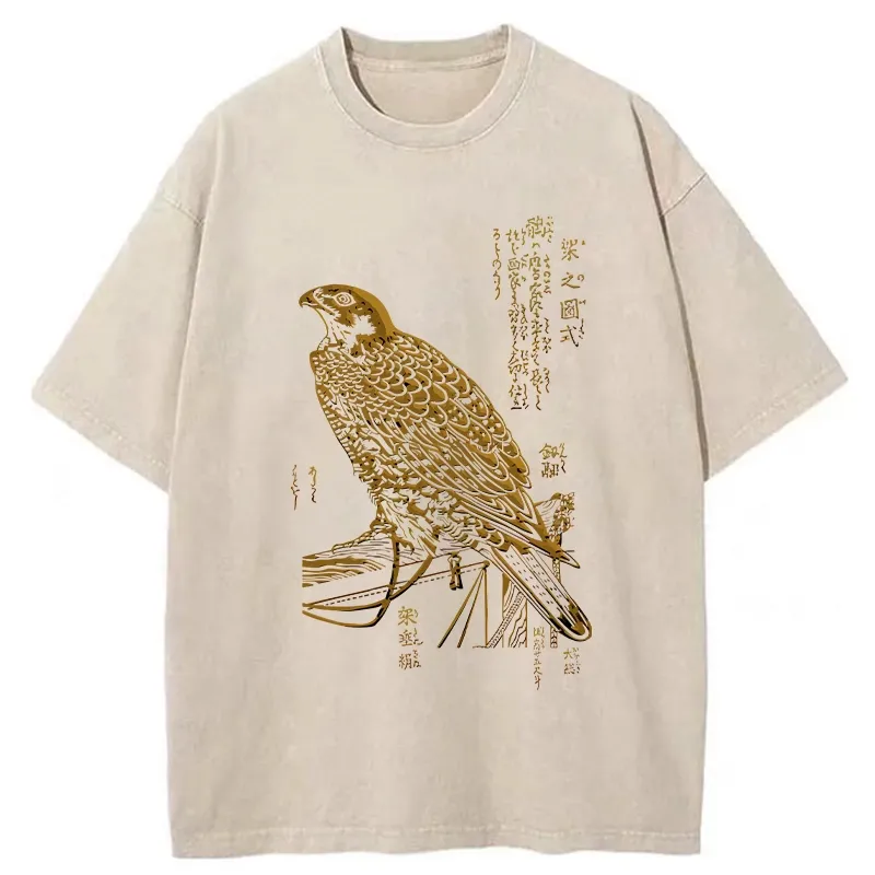 Tokyo-Tiger Japanese Peregrine Falcon Washed T-Shirt