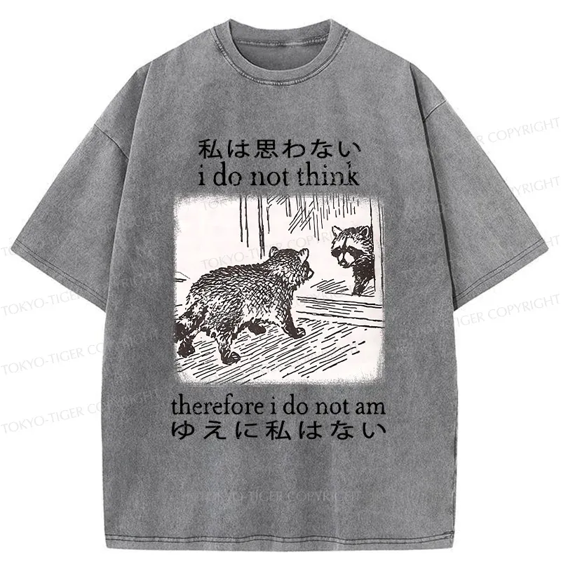 Tokyo-Tiger Raccoon Self-doubt Washed T-Shirt