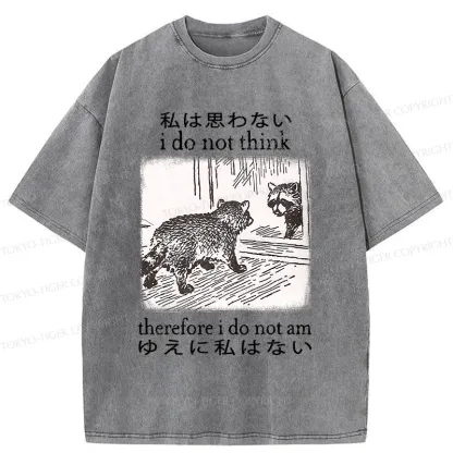 Tokyo-Tiger Raccoon Self-doubt Washed T-Shirt