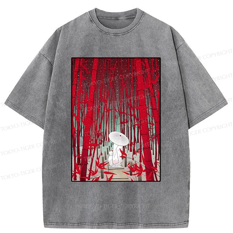 Tokyo-Tiger Japanese Bamboo Forest Washed T-Shirt