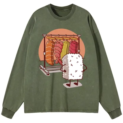 Tokyo-Tiger Which One Should I Wear Today Washed Long Sleeve T-Shirt
